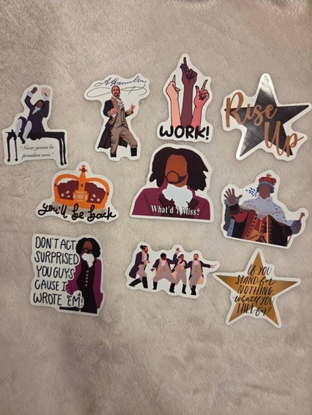 Hamilton Musical Vinyl Stickers 10 Pack Rise Up Set
